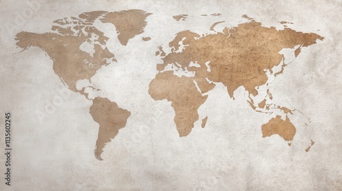 Fototapeta Naklejka Na Ścianę i Meble -  Vintage World Map Global Travel Geography Earth Beige Grunge Texture Antique