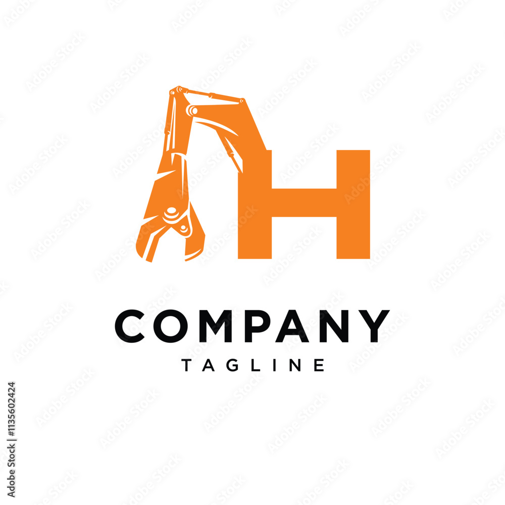 Letter H Metal Shear Excavator Logo Icon Vector Letter H Metal Shear Excavator Logo Icon Vector