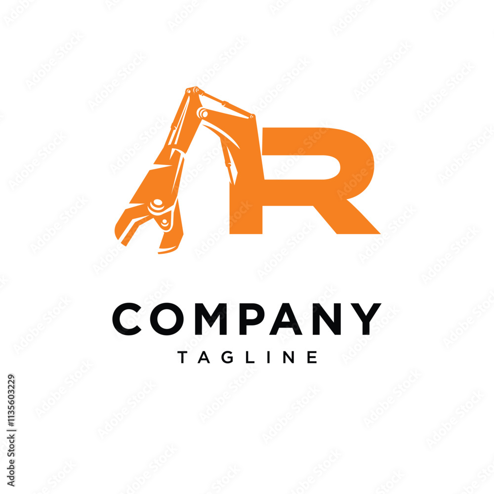 Letter R Metal Shear Excavator Logo Icon Vector Letter R Metal Shear Excavator Logo Icon Vector