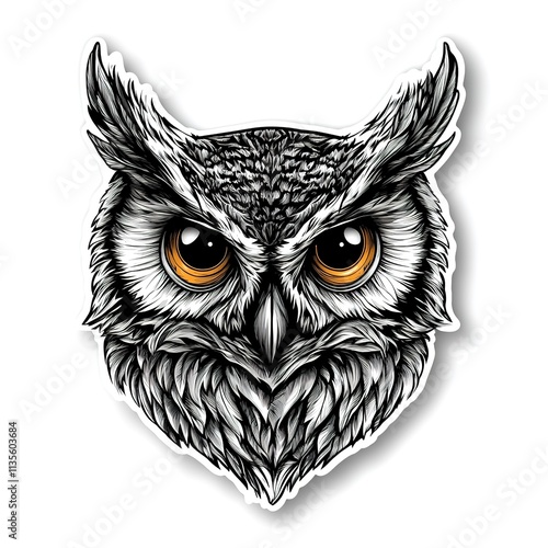 Cute Owl Animal Sticker Illustration Isolated on White Background. Adorable and Playful Design Perfect for Prints, Crafts, Kids’ Projects, and Digital Use. photo