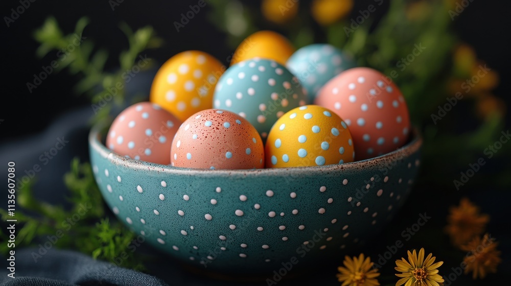 Fototapeta premium a bowl of decorated eggs