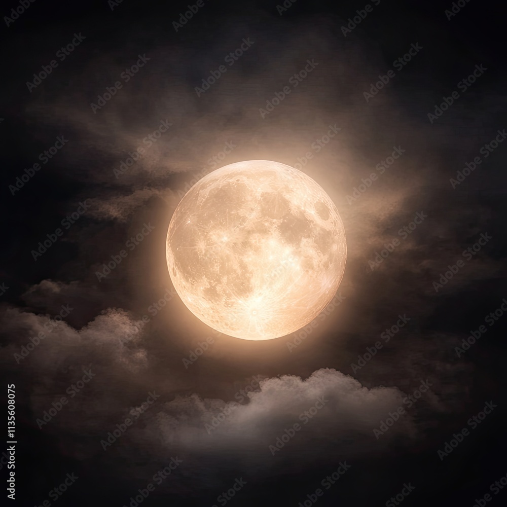 Fototapeta premium Full Moon Night Sky