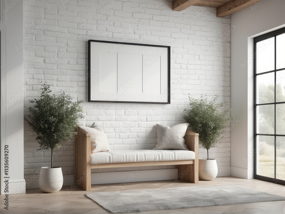 farmhouse hallway interior background, white brick wall background, home interior design farmhouse hallway interior background, white brick wall background, home interior design