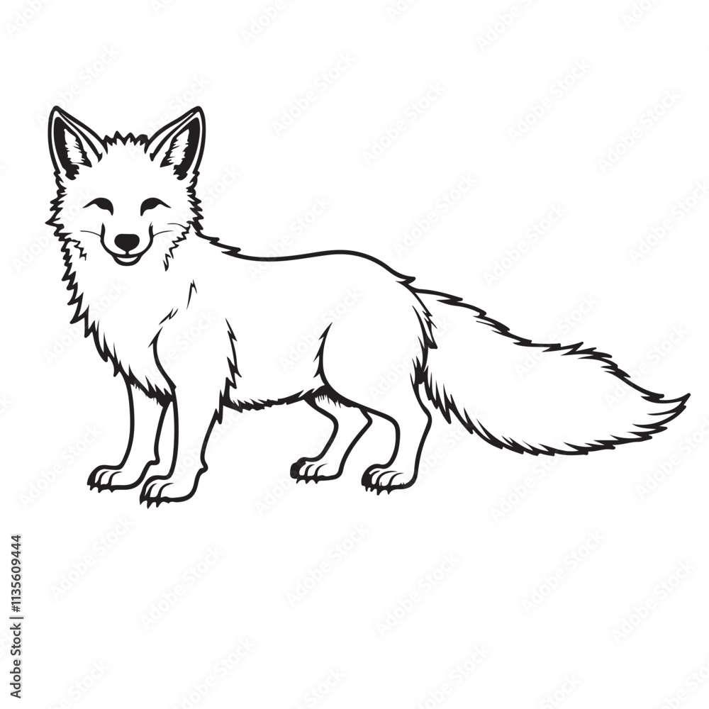 Fototapeta premium Fox line art vector on white background