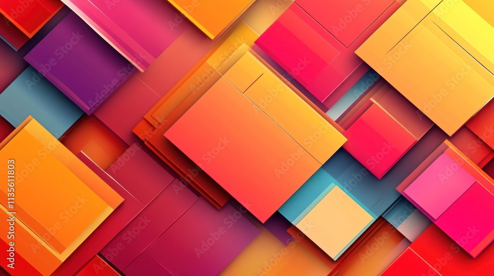 Abstract Colorful Geometric Design: Overlapping Squares in Vibrant Hues Abstract Colorful Geometric Design: Overlapping Squares in Vibrant Hues