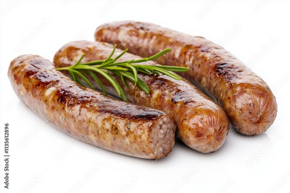 Tasty fresh boiled sausages isolated on white background Tasty fresh boiled sausages isolated on white background