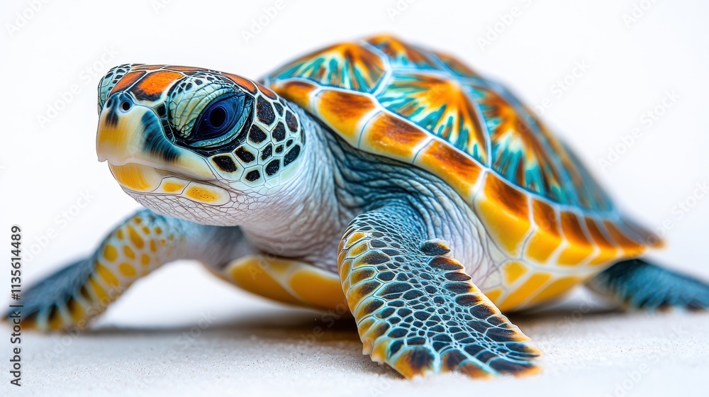 Fototapeta premium a colorful sea turtle with a white background