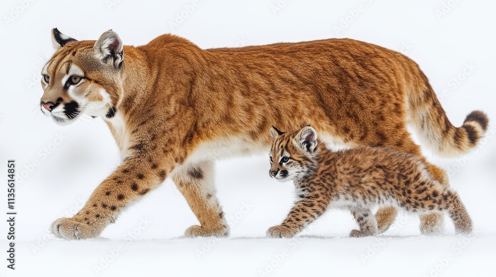 Fototapeta premium a cougar walking on a white background