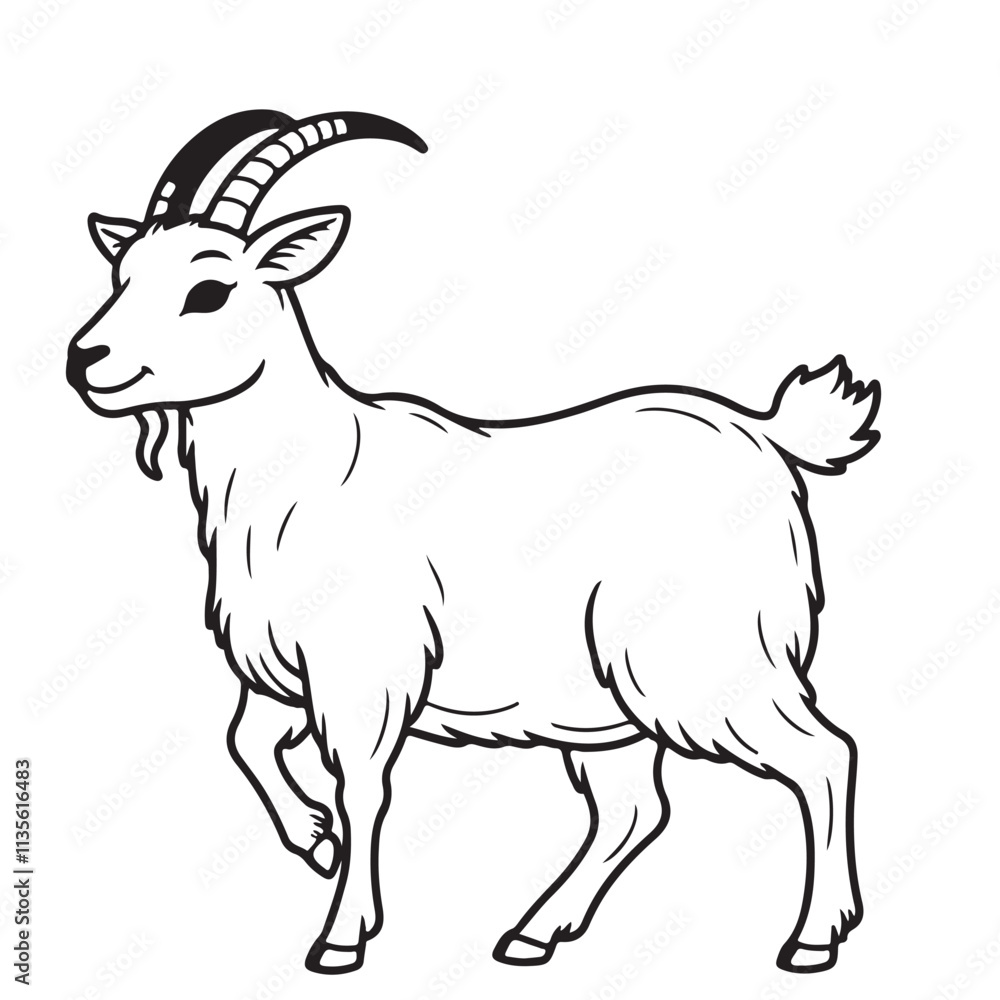 Goat line art vector on white background Goat line art vector on white background