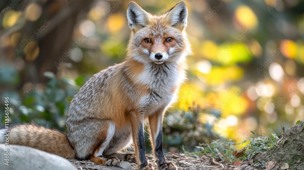 Fototapeta premium a fox sitting looking at the camera