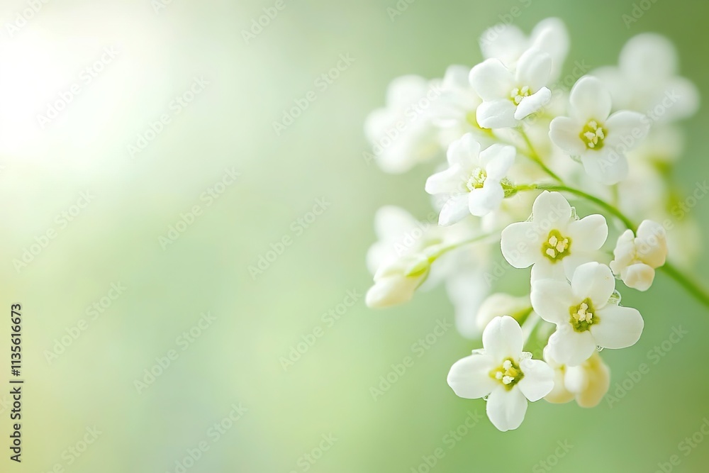 Delicate White Flowers Blooming Softly in Springtime Delicate White Flowers Blooming Softly in Springtime