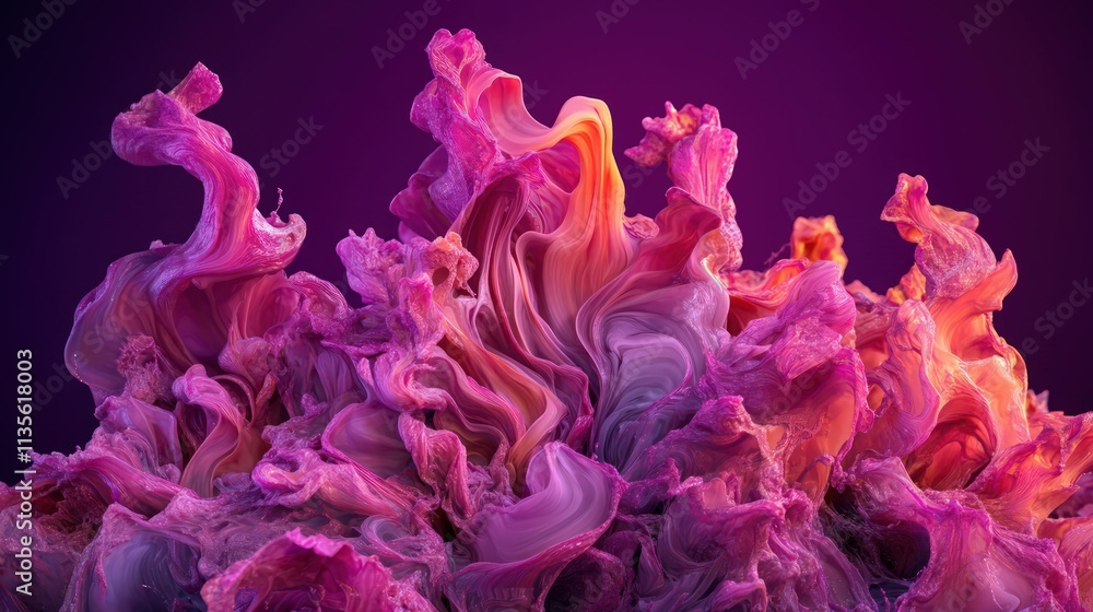 A vibrant cascade of thick, paint-like magenta and rose-colored smoke tendrils, curling and flowing upward dynamically. A vibrant cascade of thick, paint-like magenta and rose-colored smoke tendrils, curling and flowing upward dynamically.