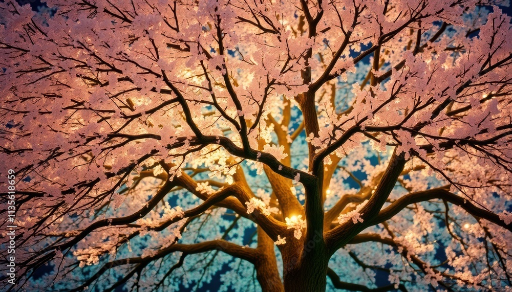 A tree with beautiful shining pink and white flowers A tree with beautiful shining pink and white flowers