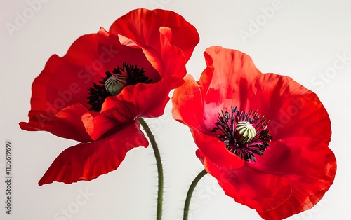 red flowers fresh decorative white background