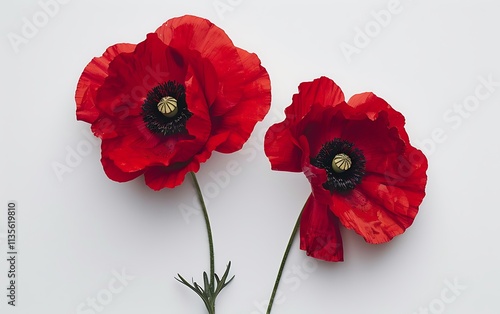 red flowers fresh decorative white background