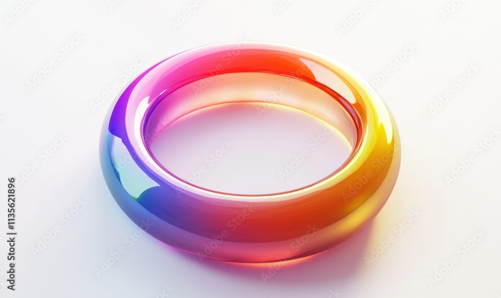 Colorful glossy ring, abstract 3D render. Colorful glossy ring, abstract 3D render.