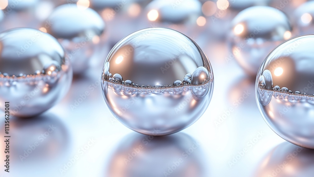 Reflective spheres creating a mesmerizing visual display Reflective spheres creating a mesmerizing visual display