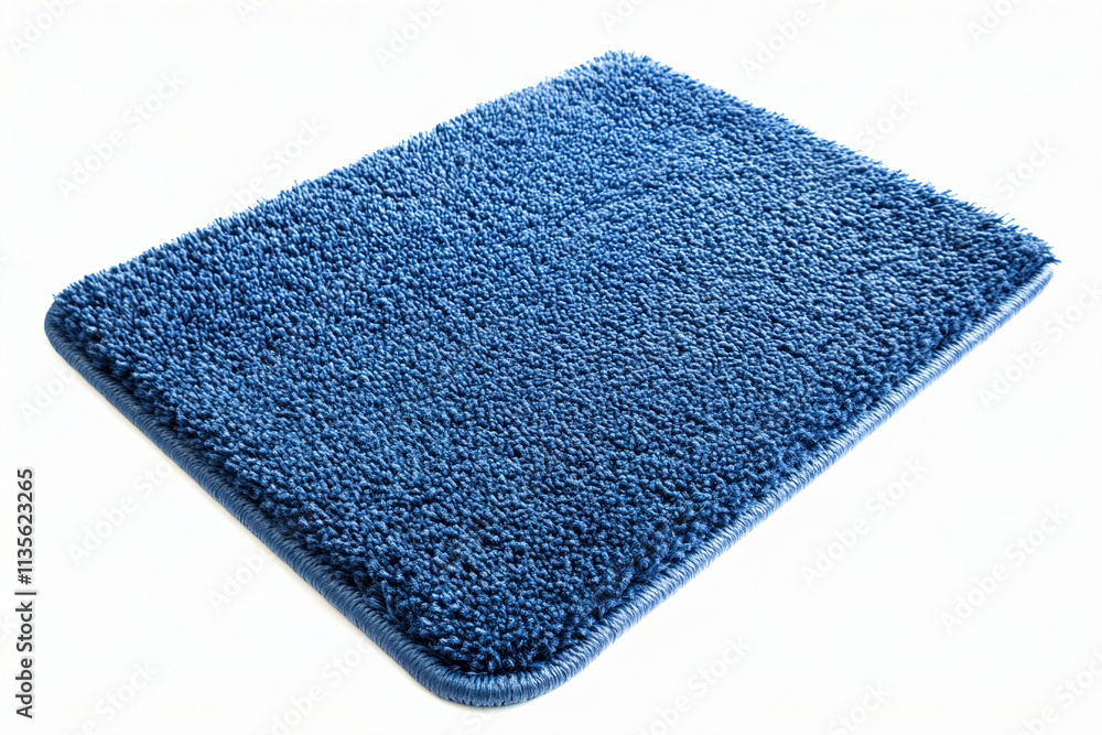 A blue doormat isolated on a white background. (Generative AI) A blue doormat isolated on a white background. (Generative AI)