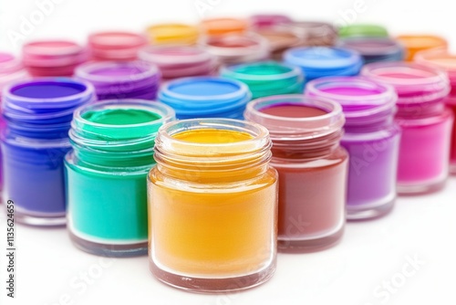 Colorful Paint Jars in Various Shades and Tones photo