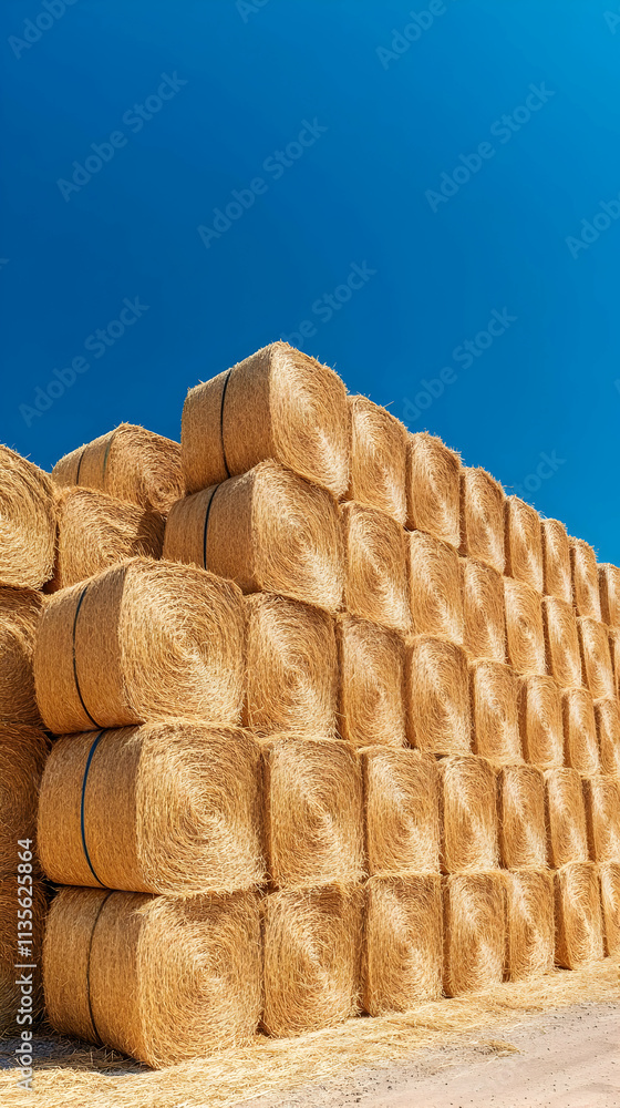 Fototapeta premium Hay Bale Wall Realistic Image