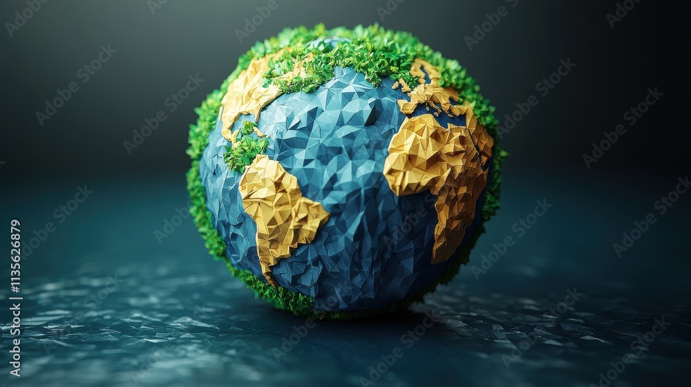 Fototapeta premium a low poly globe with continents