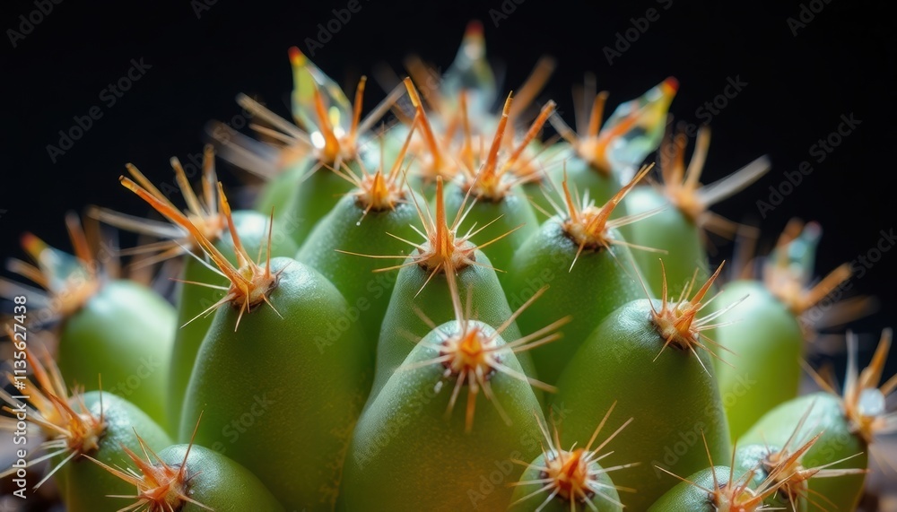 Close up of a cactus plant with details of its sharp spines Close up of a cactus plant with details of its sharp spines