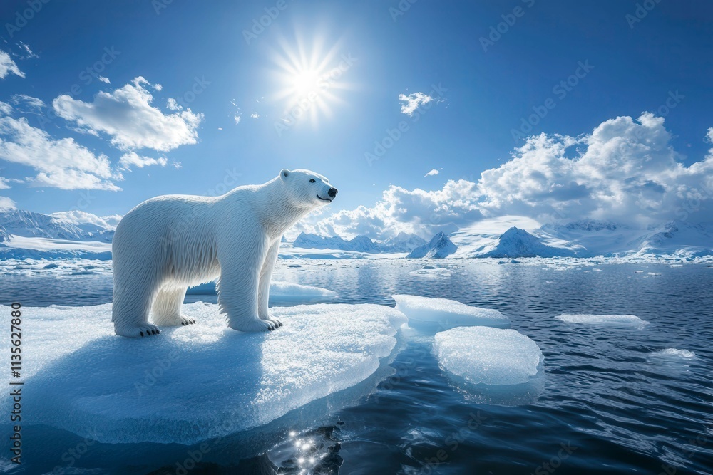 Polar Bear on Iceberg Under Bright Sunlight Polar Bear on Iceberg Under Bright Sunlight