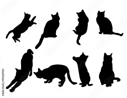 
set of cats silhouettes, Cat silhouette vector, black cat silhouette, cats, black silhouette, black cats, set of cat, black cats