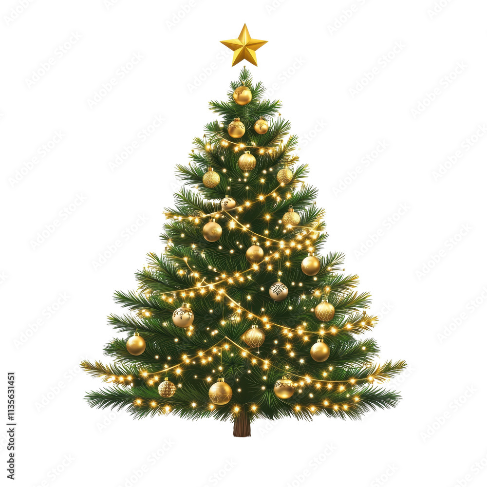 Fototapeta premium Isolated Christmas Tree with Decorations and Gifts