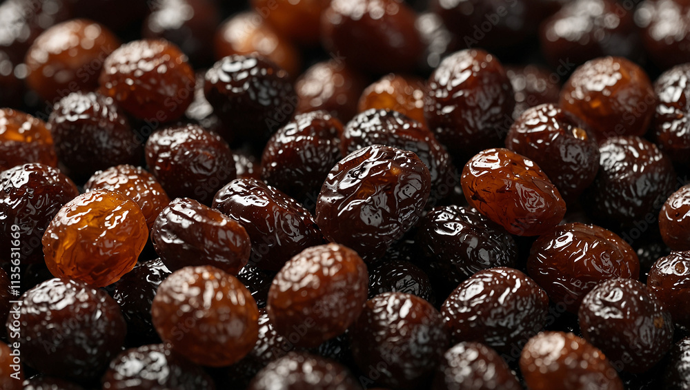 Dark brown dried dates, piled and falling, on a dark surface. Dark brown dried dates, piled and falling, on a dark surface.