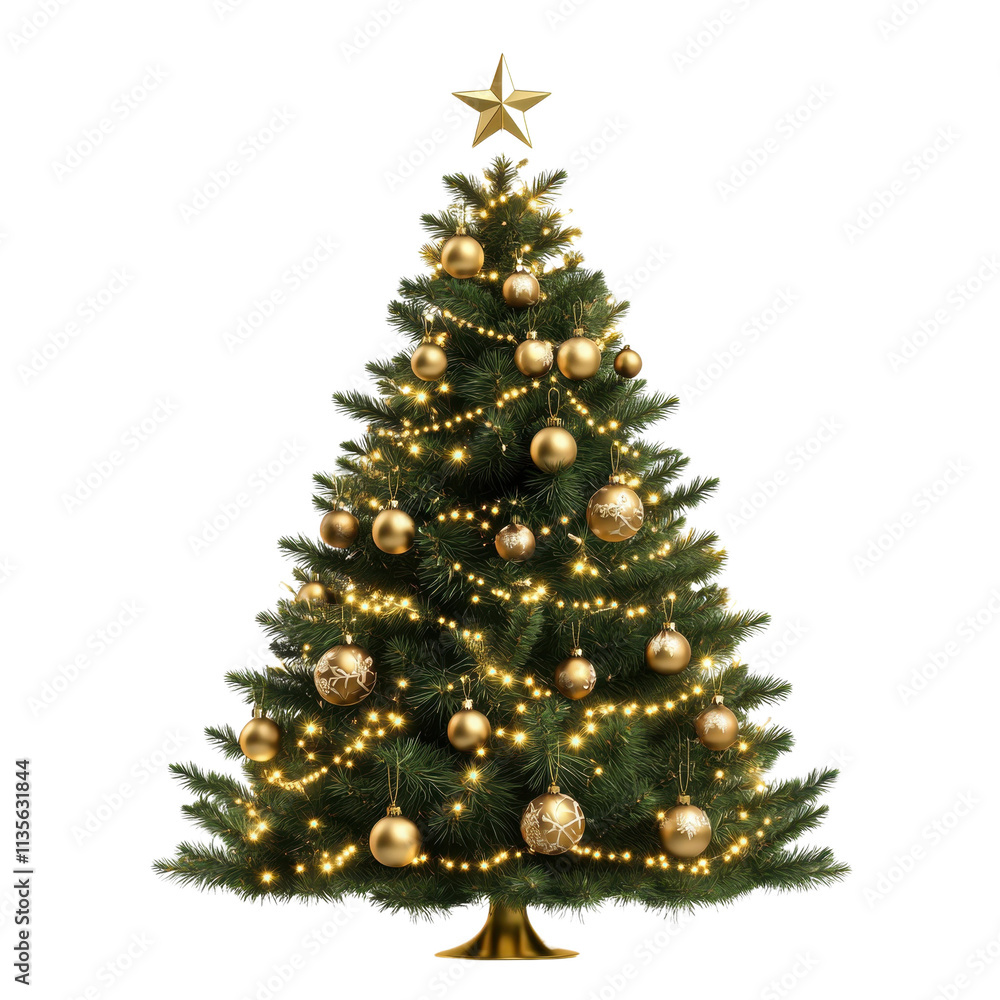 Isolated Christmas Tree with Decorations and Gifts Isolated Christmas Tree with Decorations and Gifts