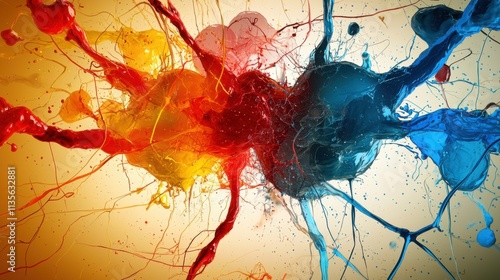 Illuminating Neural Pathways: Colorful Scientific Illustration of Brain Connections with Intricate Patterns