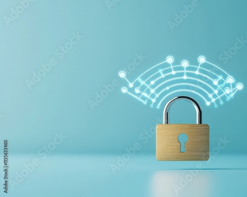 Wallpaper Mural Illustrated lock hovering above a wireless payment symbol Torontodigital.ca