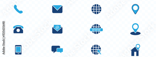 Contact and Web icons set. Business contact us icons. Communication isolated symbols. Phone, email, website and address. Vector illustration.