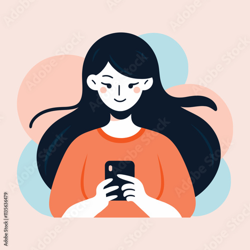 Woman with smartphone modern flat style vector