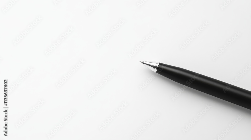 Black pen on white background, minimalistic office Black pen on white background, minimalistic office