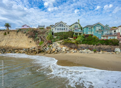 View of the waterfront area in Capitola town California. photo