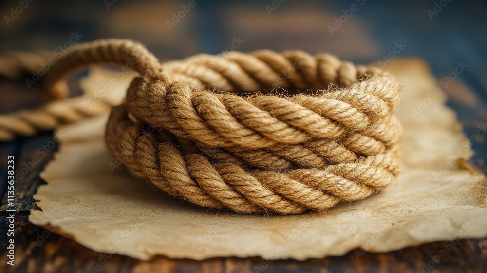 Fototapeta premium a roll of rope on a piece of paper