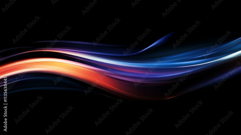 Abstract multicolored light trails on black Abstract multicolored light trails on black