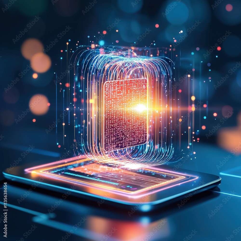 A barcode scanner in action with bright futuristic effects. A barcode scanner in action with bright futuristic effects.