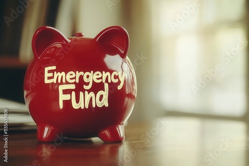 Red Piggy Bank for Emergency Fund Savings
