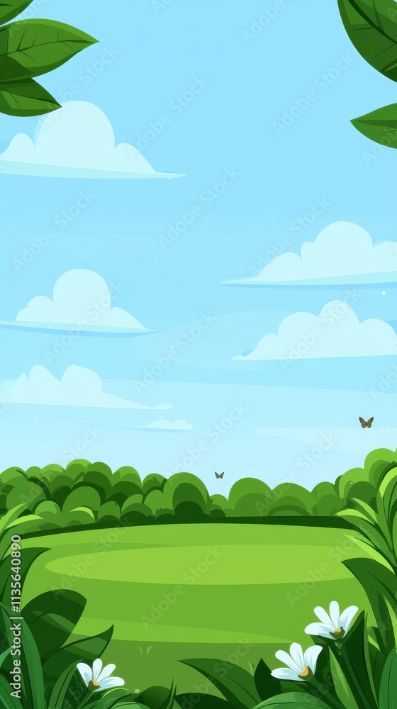 Scenic outdoor landscape with greenery and blue skies nature illustration calm environment vibrant viewpoint Scenic outdoor landscape with greenery and blue skies nature illustration calm environment vibrant viewpoint