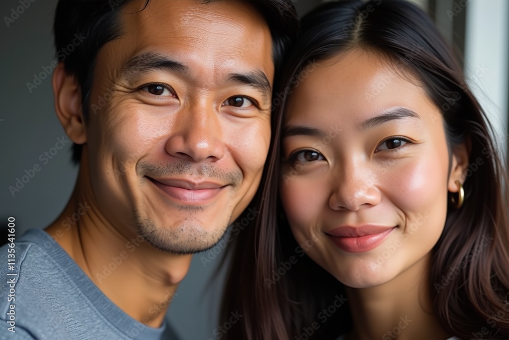Happy Asian Couple Smiling Together Perfect for Family Photos, Advertising, and Social Media Happy Asian Couple Smiling Together Perfect for Family Photos, Advertising, and Social Media