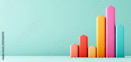 A colorful bar graph on a light background, symbolizing growth and data analysis in a modern, minimalist style.