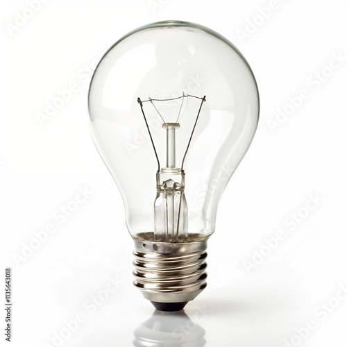 Close-up of a classic incandescent light bulb on a white background