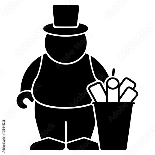 A cheapjack with food,junk food silhouette,line art vector icon illustration on white background.