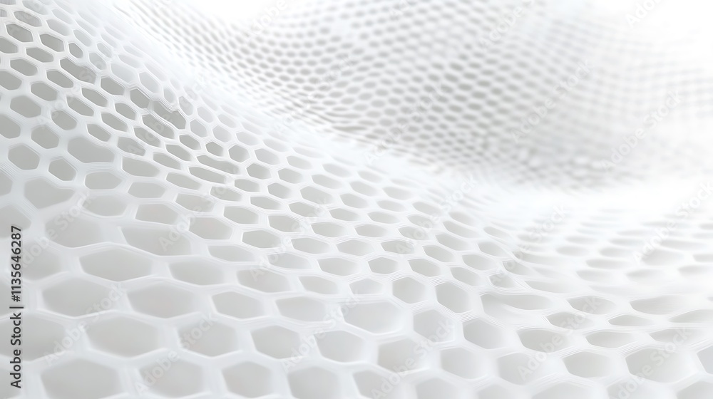 Fototapeta premium Abstract 3D Render: White Hexagonal Wave Pattern. AI Generated