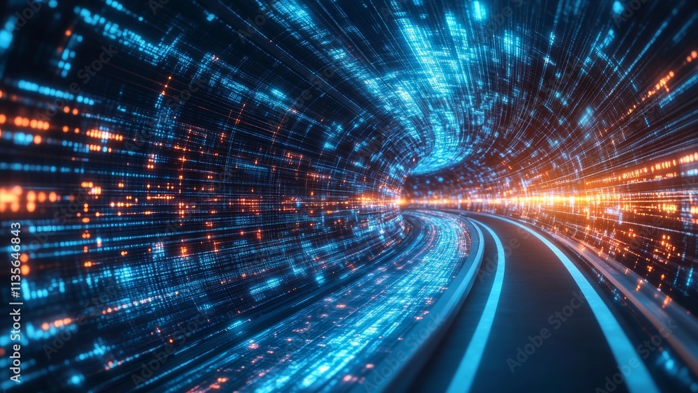 Visual representation of a futuristic tunnel with glowing lights Visual representation of a futuristic tunnel with glowing lights