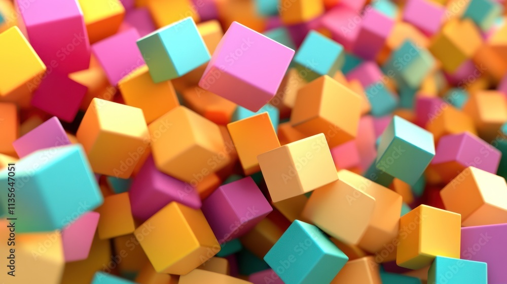 Abstract Colorful Cubes: A Vivid 3D Render of Interlocking Geometric Shapes Abstract Colorful Cubes: A Vivid 3D Render of Interlocking Geometric Shapes