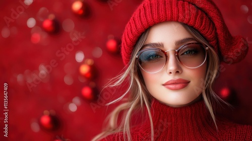 a woman wearing sunglasses and santa hat